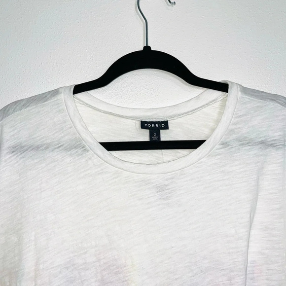 torrid NWT 100% Cotton White Multicolor Striped Back Mixer Tee 2X Women’s - Picture 3 of 11